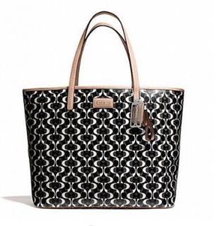 Coach Women's Signature Tote Bag, Black and White, One Size: Shoes