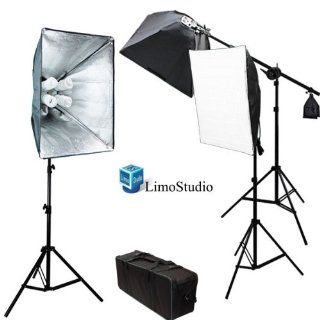 LimoStudio Photo Video Studio 2400 Watt Softbox Continuous Light Kit with Overhead Head Light Boom Kit, 2 x Softbox Light Kit, 1 x Softbox Light Kit on Boom Kit, All Light Boxes Come with 4 x 45 Watt 6500K CFL Total 12 Bulbs, Carrying Case, AGG891 : Photog