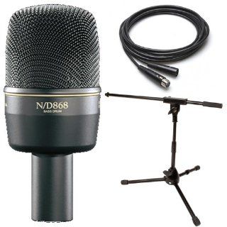 EV Electro Voice ND868 Bass Drum Microphone w/Jamstands Kick Mic Stand 25' Cable: Musical Instruments