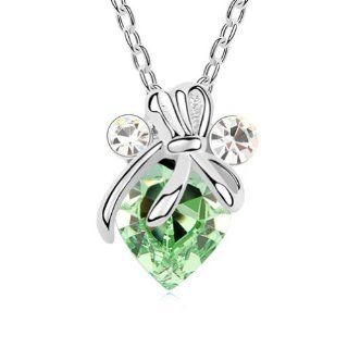 Mondaynoon Swarovski Elements Crystal Pendant Necklace for Women Dragonfly (olive) Jewelry