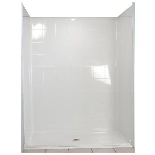 Ella Standard Barrier Free, Roll In Shower (6036 BF 5P .875 C WH STD), 5 Piece, 37"W x 60"L x 78"H, Center Drain, White   Shower Installation Kits  