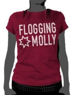 Flogging Molly   Star Logo Womens T Shirt In Cranberry, Size Small, Color Cranberry Clothing