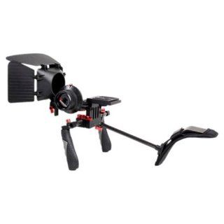 CowboyStudio Premium DSLR Shoulder Rig Mount Kit with Follower Focus, Matte Box and Shoulder Support Pad RL02 (Red) Kit : Video Camera Shoulder Supports : Camera & Photo