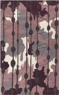 5' x 7.5' Opulence Ikat Purple and Charcoal Gray Hand Tufted Area Throw Rug  