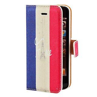Eiffel Towel in France Flag Pattern PU Full Body Case with Card Slot and Stand for iPhone 5/5S : Cell Phone Carrying Cases : Sports & Outdoors