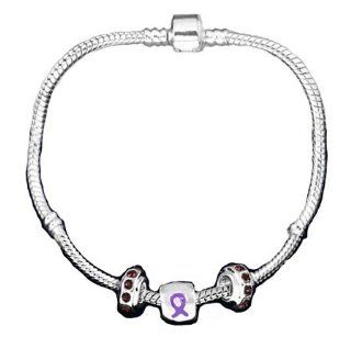 Pandora Style Epilepsy Awareness Silver Charm Bracelet: Jewelry