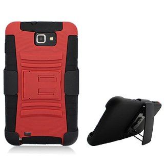 Red Black Rugged Hard Soft Gel Dual Layer Holster Clip Stand Cover Case for Samsung Galaxy Note N7000 SGH I717 SGH T879: Cell Phones & Accessories