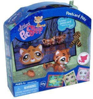 Littlest Pet Shop Postcard Pets Series Portable Bobble Head Pet Figure Gift Set #905   Tiger with Mouse Toy, Scarf and Postcard: Toys & Games