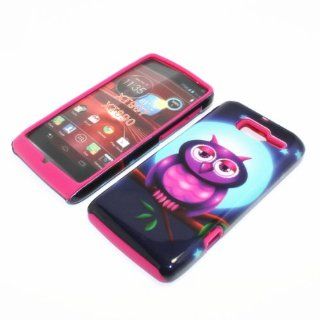 Hard Plastic Snap on Cover Fits Motorola XT907, XT890 Droid Razr M/I Cute Full Moon Owl Hot Pink Hybrid Verizon Cell Phones & Accessories