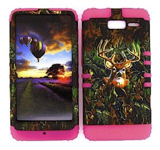 Motorola Droid Razr M Xt907 Camo Deer Heavy Duty Case + Hot Pink Gel Skin Snap on Protector Accessory: Cell Phones & Accessories