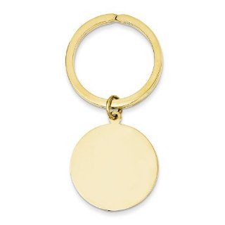 14K Gold Round High Polished Disc Key Ring: Jewelry