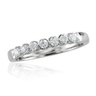 14k White Gold 7 Stone Diamond Band Ring (GH, SI3 I1, 0.25 carat): Diamond Delight: Jewelry