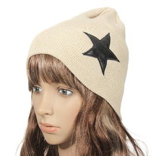 Men Ladies oversized Baggy Slouch Knit Star Long Beanie Hat Ski Cap Winter Xmas Beige : Fashion Headbands : Beauty