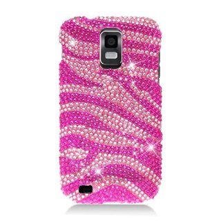Eagle Cell PDSAMT989S302 RingBling Brilliant Diamond Case for T Mobile Samsung Galaxy S2 T989   Retail Packaging   Hot Pink Zebra: Cell Phones & Accessories