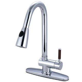 Kingston Brass GS8898DWL Wilshire Kitchen Faucet with Pull Down Spray, Deck Plate and Metal Lever Handle, Satin Nickel   Touch On Kitchen Sink Faucets