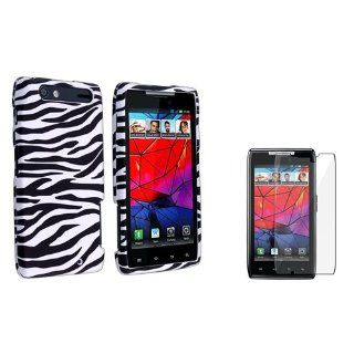 Everydaysource For Motorola Droid Razr XT912 / XT910   Black / White Zebra Rubber Hard Cover Case with FREE Reusable Screen Protector: Cell Phones & Accessories