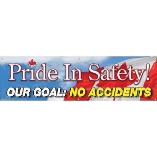 Accuform Signs MBR890 Reinforced Vinyl Motivational Vertical Banner "Pride In Safety! OUR GOAL: NO ACCIDENTS" with Metal Grommets and Canadian Flag Graphic, 28" Width x 8' Length: Industrial Warning Signs: Industrial & Scientific