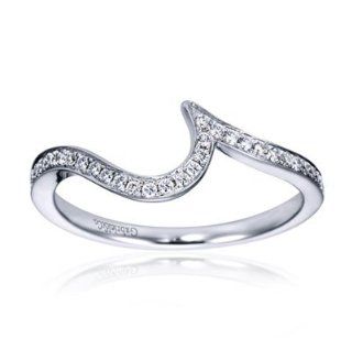 14K White Gold Contemporary Curved Wedding Band: Curved Ring White Gold: Jewelry