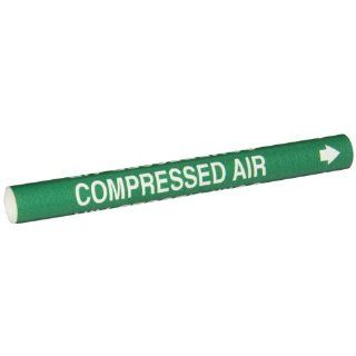 Brady 4033 A B 915 Coiled Printed Plastic Sheet, White on Green BradySnap On Pipe Marker for 3/4" to 1 3/8" Outside Pipe Diameter, Legend "Compressed Air": Industrial Pipe Markers: Industrial & Scientific