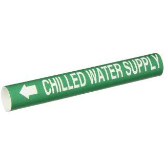 Brady 4024 B Snap On 1 1/2"   2 3/8" Outside Pipe Diameter B 915 Coiled Printed Plastic Sheet White On Green Color Pipe Marker Legend "Chilled Water Supply": Industrial Pipe Markers: Industrial & Scientific