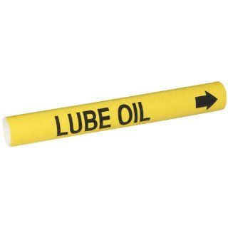 Brady 4244 B Bradysnap On Pipe Marker, B 915, Black On Yellow Coiled Printed Plastic Sheet, Legend "Lube Oil": Industrial Pipe Markers: Industrial & Scientific