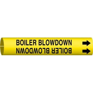 Brady 4015 H Brady Strap On Pipe Marker, B 915, Black On Yellow Printed Plastic Sheet, Legend "Boiler Blowdown" Industrial Pipe Markers