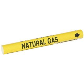 Brady 4097 A Snap On 3/4"   1 3/8" Outside Pipe Diameter B 915 Coiled Printed Plastic Sheet Black On Yellow Color Pipe Marker Legend "Natural Gas": Industrial Pipe Markers: Industrial & Scientific