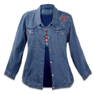 The Bradford Exchange American Flag Women's Denim Jacket: American Sparkle Blue at  Womens Clothing store