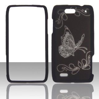 2D White Butterfly Motorola Droid 4 / XT894 Case Cover Phone Hard Cover Case Snap on Faceplates Cell Phones & Accessories