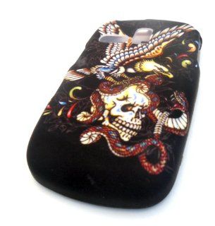 Samsung R355c Skull American Eagle Snake Tattoo HARD RUBBERIZED FEEL RUBBER COATED DESIGN Case Cover Skin Protector NET 10 Straight Talk: Cell Phones & Accessories
