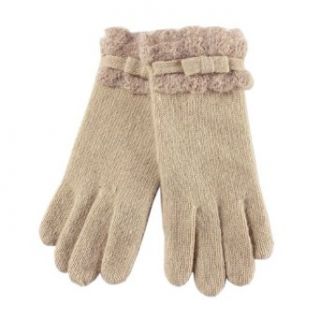 WARMEN Lady's Wool Knit Gloves Mittens Mohair Trim Winter Hand Warmer (Beige) at  Womens Clothing store: Cold Weather Gloves