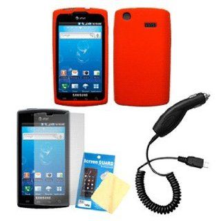 Orange Silicone Case / Skin / Cover, LCD Screen Guard / Protector & Car Charger for Samsung Captivate SGH I897: Cell Phones & Accessories