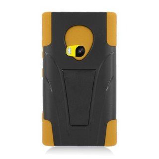 For Nokia Lumia 920 Hybrid Rubber Hard Case Yellow Black with Y Shape Stand 