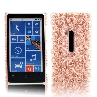 Generic Pink Handmade 3D Rose Luxury Hard Case for Nokia Lumia 920 Pearl Bling Skin Cover Cell Phones & Accessories