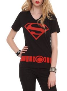 DC Comics Superboy Costume V Neck Girls T Shirt Size : X Small: Fashion T Shirts: Clothing