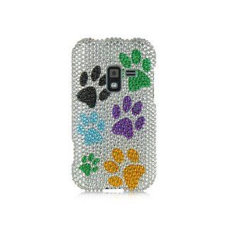 Silver Dog Paw Bling Gem Jeweled Crystal Cover Case for Samsung Galaxy Attain 4G SCH R920 Cell Phones & Accessories