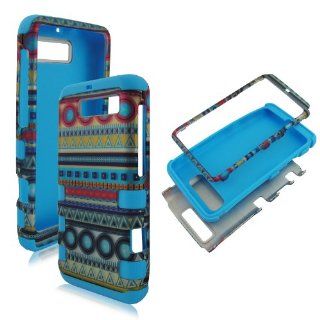 2D Hybrid 3 in 1 Blue Red Circle Tribal Motorola Electrify M XT901 U.S Cellular High Impact Shock Defender Plastic Outside with Soft Silicon Inside Drop Defender Snap on Cover Case: Cell Phones & Accessories