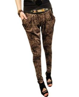Zehui Women's Small Feet Loose Harem Pencil Pants Long Baggy Trousers OL Leopard