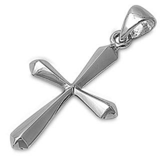 Solid Cross .925 Sterling Silver Pendant Necklace: Jewelry