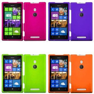 iFase Brand Nokia Lumia 925 Combo Rubber Purple + Rubber Rose Pink + Rubber Neon Green + Rubber Orange Protective Case Faceplate Cover for Nokia Lumia 925: Cell Phones & Accessories