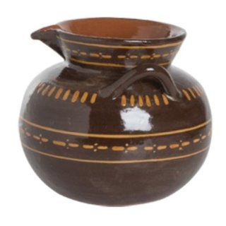 Hernan Mexican Olla De Barro Hand Painted Ceramic Clay Pot for Mexican Hot Chocolate   1.5 Liters   Authenitic and Made in Mexico: Cookware: Kitchen & Dining