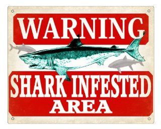Fishing Shark Sign warning funny vintage style plaque for fish Tank 392 : Other Products : Everything Else