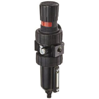 Parker 06E24A15AC One Piece Filter/Regulator, 3/8" NPT, Metal Bowl with Sight Gauge, Twist Drain, 40 micron, 55 scfm, Relieving Type, 5 250 psig Pressure Range, without Gauge Compressed Air Combination Filters And Regulators Industrial & Scienti