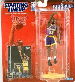 MAGIC JOHNSON / LOS ANGELES LAKERS 1998 NBA Starting Lineup Action Figure & Exclusive NBA Collector Trading Card : Toys & Games