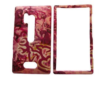 NOKIA LUMIA 928 VERIZON MULTI PURPLE PINK CAMO DEER HEART HEARTS RUBBERIZED HARD COVER CASE SNAP ON Cell Phones & Accessories