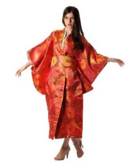 Quyi Women's Japanese Kimono Gown Geisha Luxury One Size Gold Magenta