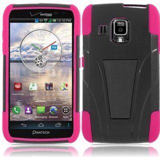 For Pantech Perception ADR930L T Stand Kickstand Hybrid Double Layer Cover Case Black/Hot Pink Accessory: Cell Phones & Accessories