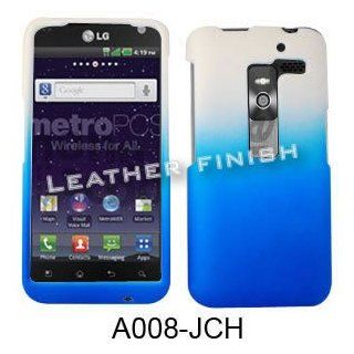 ACCESSORY HARD RUBBERIZED CASE COVER FOR LG ESTEEM MS910 TWO TONES WHITE BLUE: Cell Phones & Accessories