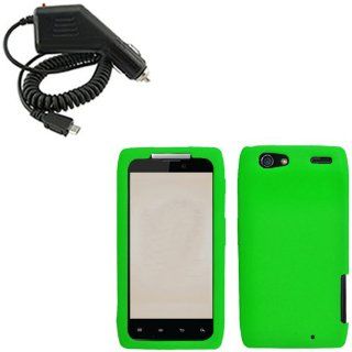 iFase Brand Motorola Droid Razr/XT912 Combo Solid Neon Green Silicone Skin Case Faceplate Cover + Rapid Car Charger for Motorola Droid Razr/XT912: Cell Phones & Accessories