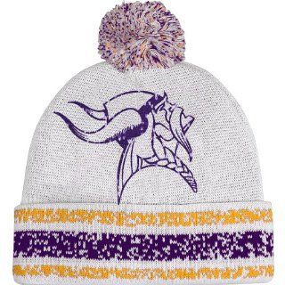 NFL Minnesota Vikings Youth Girls Cuffed Pom Logo Knit Beanie   White  Sports Fan Baseball Caps  Sports & Outdoors